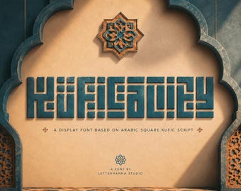 Kuficality Font - A display font based on Arabic Square Kufic script -  (TTF/OTF) Commercial Use
