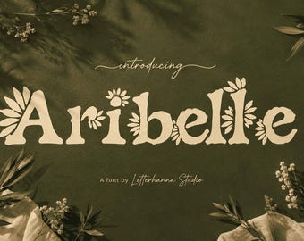 Aribelle: A Floral Font for Whimsical Nature Designs - OTF - TTF - Commercial Use License