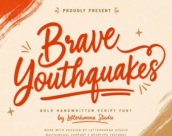 Brave Youthquakes Calligraphy Font: Handwritten Script, Commercial Use