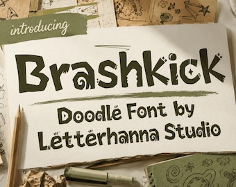 Brashkick Doodle Font: Bold, Rough, and Playfully Unusual - OTF - TTF - Commercial Use License