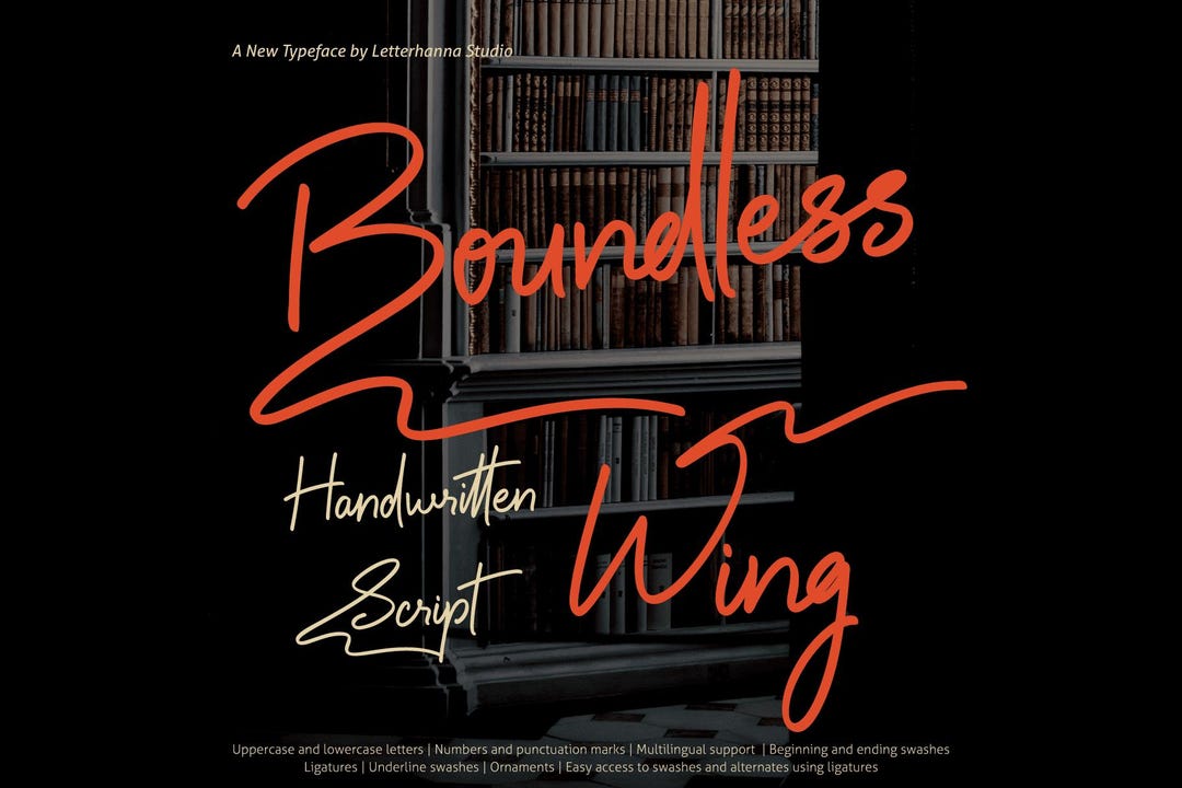 Boundless Wing Handwritten Script Font – Natural Organic Commercial Use ...