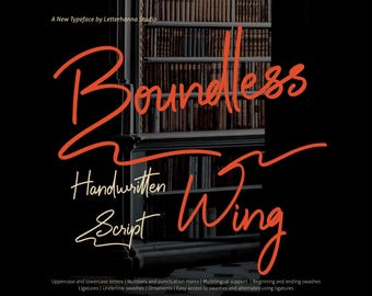 Natural branding font for organic products commercial OTF TTF casual handwriting script for logos - Boundless Wing Handwritten Font