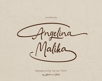 Feminine logo font for beauty brands commercial OTF TTF soft script for cosmetics packaging design - Angelina Malika Script Font