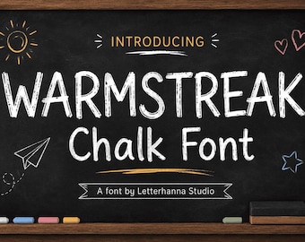 Warmstreak Chalk Font | Handwritten Chalkboard Textured Font -  (TTF, OTF) Commercial Use