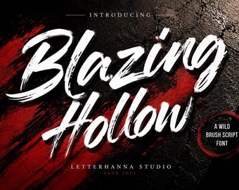 Blazing Hollow - Bold Brush Script Font | Brush Stroke font | OTF TTF Commercial use License
