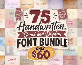 75 Handwritten Fonts Bundle: Script, Signature, Bold OTF/TTF (Commercial Use)