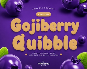 Gojiberry Quibble Font - Kids Font - Fun - Bubbly -  (TTF/OTF) Commercial Use