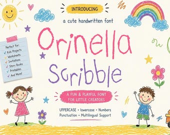 Orinella Scribble Font – Playful Handwritten Style for Kids Projects (OTF/TTF)
