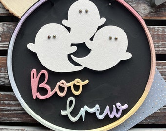 Boo Crew Halloween Plaque, Halloween Decor, Autumn Decor