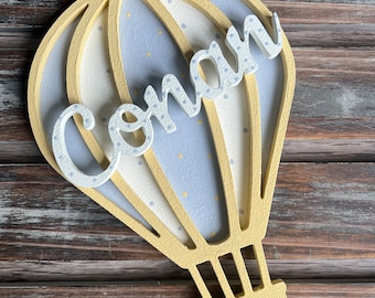 Hot Air Balloon, Personalised, Baby Name, Children's Bedroom Decor, Nursery, Wall Name, Name Plaque