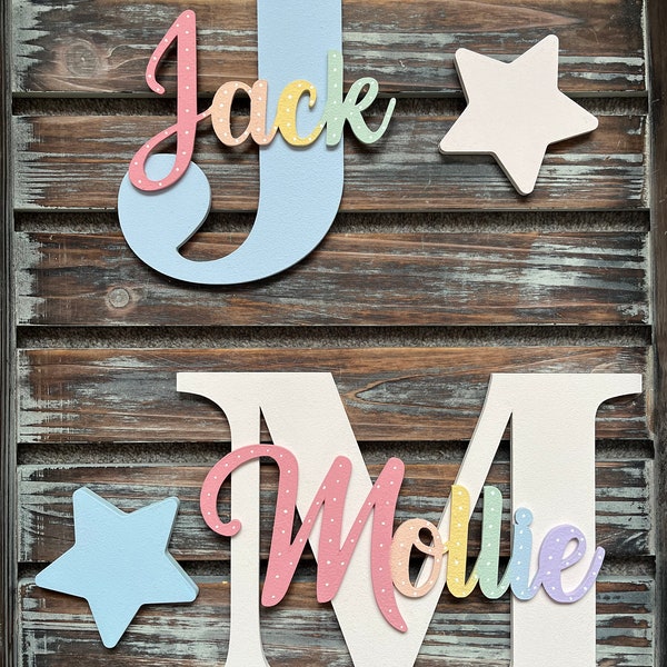 Wooden Initial Various Sizes, Personalised Name Sign, Baby Name, Children's Bedroom Decor, Nursery Decor, Wall Name, New Baby Gift