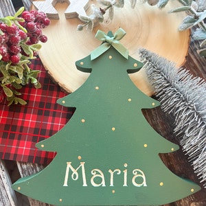 Christmas Tree Personalised, Shelf Decoration Freestanding, Christmas Decorations, Hand Painted