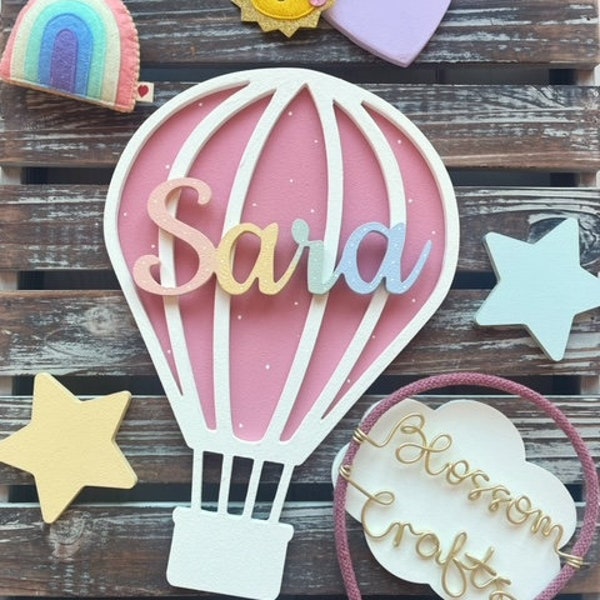 Hot Air Balloon, Personalised, Baby Name, Children's Bedroom Decor, Nursery, Wall Name, Name Plaque