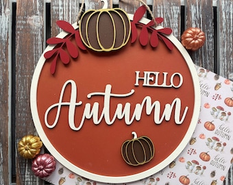 Hello Autumn Plaque, Halloween Decor, Autumn Decor