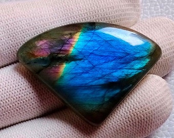 Amazing Multi Rare Blue Flashy Labradorite Cabochon Pendant Jewelry Making Stone Labradorite Stone 34X47X7 mm 86 Crt Labradorite Stone