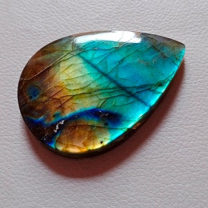 Amazing Unique Multi Rare Sky Blue Flashy Natural Labradorite Cabochon Pendant Jewelry Making Stone Labradorite Stone, 57X41X8 mm 164 Crt image 4