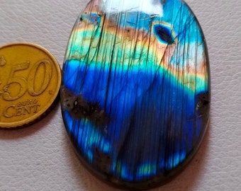 Amazing Unique Multi Rare Blue Flashy Natural Labradorite Cabochon Pendant Jewelry Making Stone Labradorite Stone, 56X36X7 mm 155 Crt