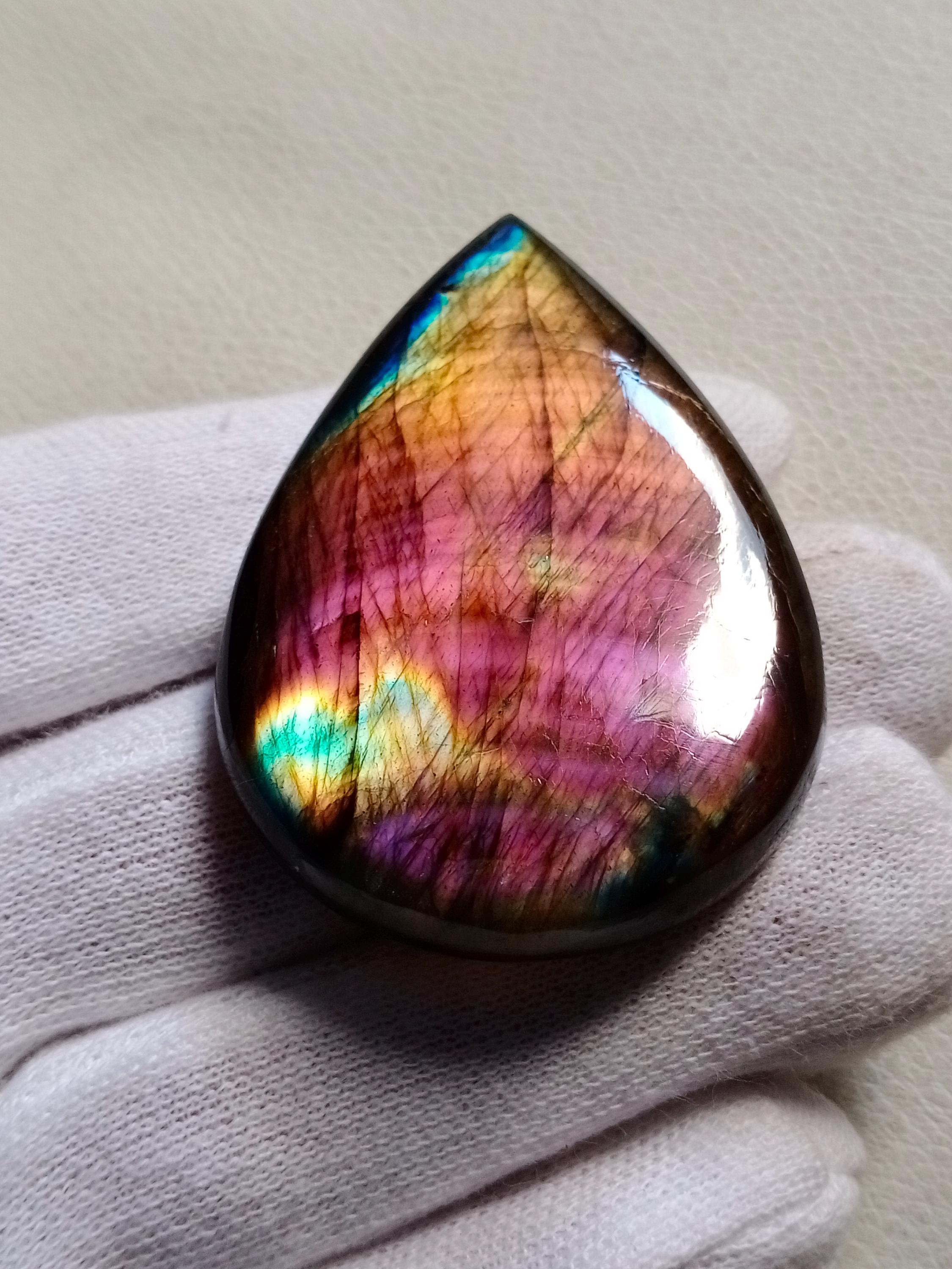 Beautiful Unique Multi Rare Purple Fire Labradorite Cabochon Pendant Jewelry Making Stone Labradorite Stone, 55X40X8 mm 165 Crt Labradorite
