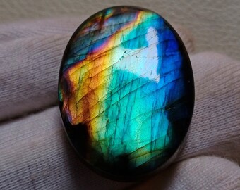 Amazing Unique Multi Rare Fire Labradorite Cabochon Pendant Jewelry Making Stone Labradorite Stone, 30X22X7 mm 49 Crt Labradorite