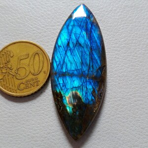 AAA Top Unique Rare Blue Fire Natural Labradorite Cabochon Pendant Jewelry Making Stone Labradorite Stone, 58X23X6 mm 67 Crt