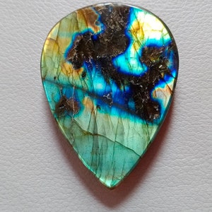 Amazing Unique Multi Rare Sky Blue Flashy Natural Labradorite Cabochon Pendant Jewelry Making Stone Labradorite Stone, 57X41X8 mm 164 Crt image 5