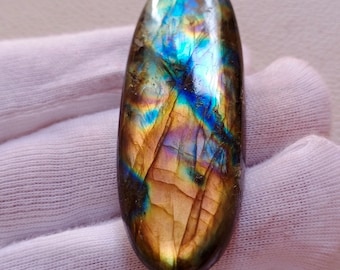 Amazing Unique Multi Rare Flashy Natural Labradorite Cabochon Pendant Jewelry Making Stone Labradorite Stone, 62X21X8 mm 106 Crt