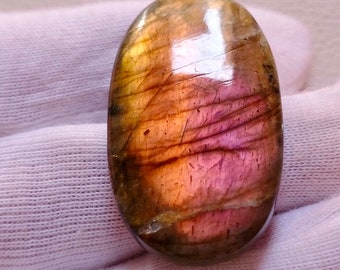 Likable Unique Rare Purple Fire Natural Labradorite Cabochon Pendant Jewelry Making Stone Labradorite Stone, 38X22X7 mm 60 Crt