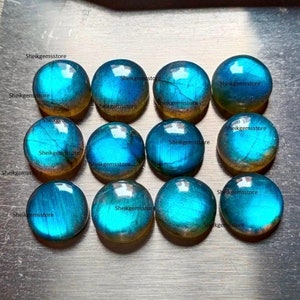 Cabochon rond Top Sky AAA de forme ronde en labradorite de 5 à 30 mm, cabine à dos plat 5,6,7,8,9,10,11,12,13,14,15,16,17,18,19,20, Dimensions 25,30 mm image 3