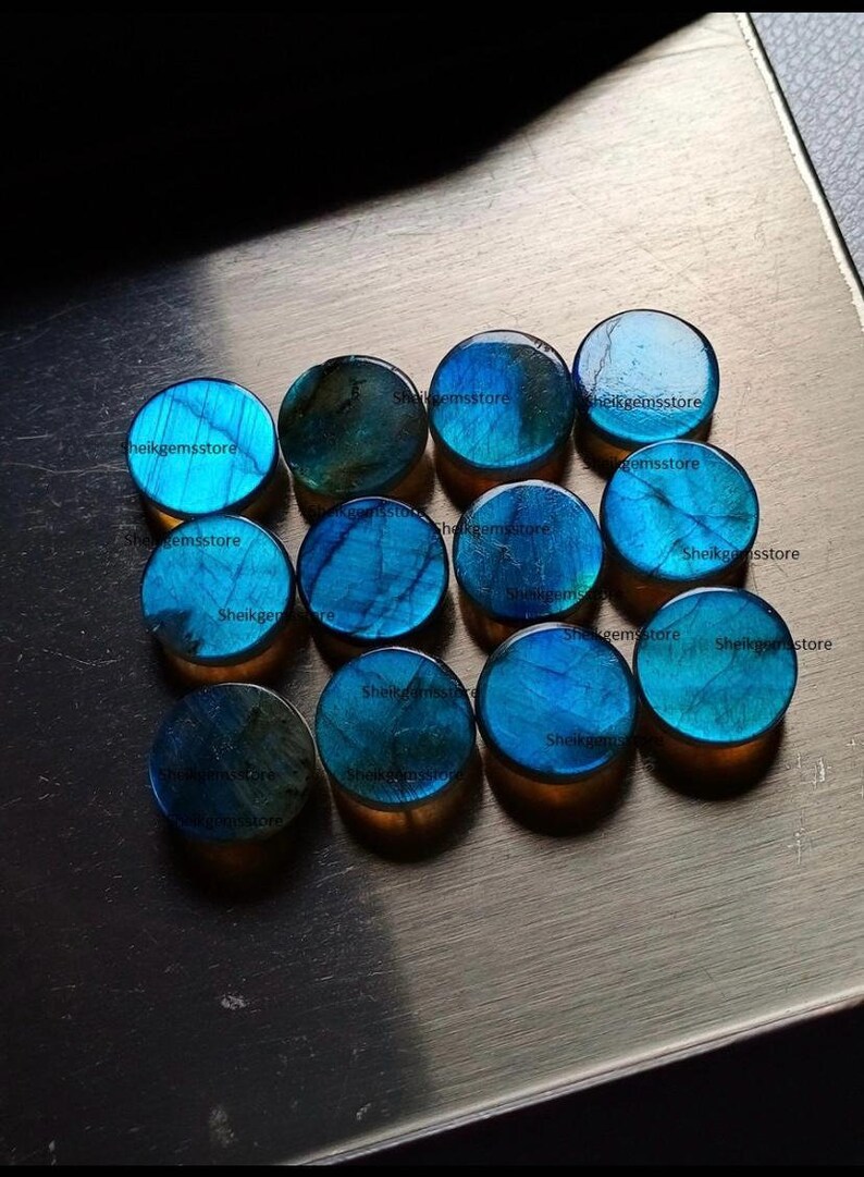 Cabochon rond Top Sky AAA de forme ronde en labradorite de 5 à 30 mm, cabine à dos plat 5,6,7,8,9,10,11,12,13,14,15,16,17,18,19,20, Dimensions 25,30 mm image 8