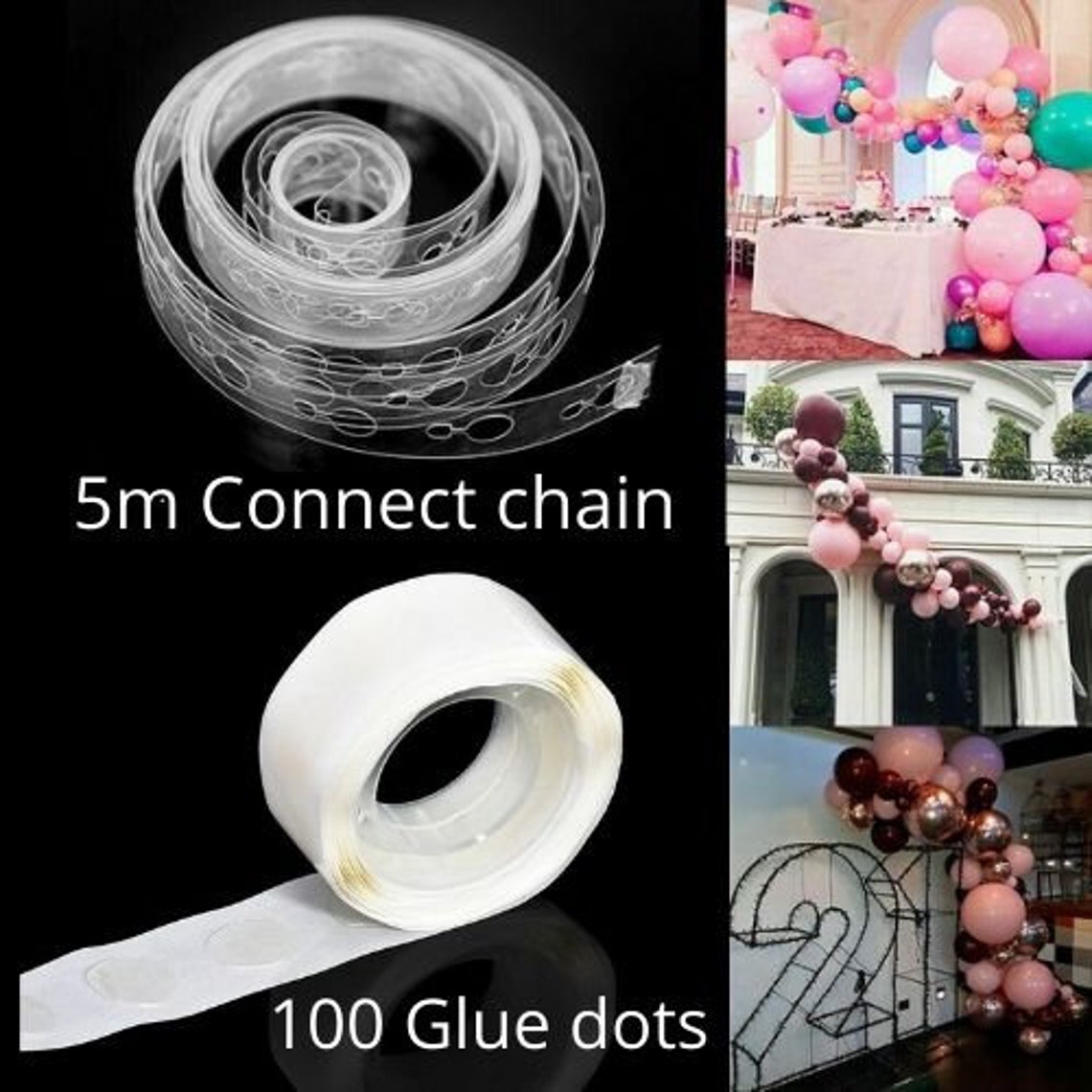 Balloon Garland Kit Balloon Chain and Glue Adhesive Dots Etsy UK