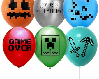 Mine and Craft Theme Banner balloons Flags