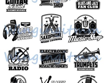 Musical Digital Download, Music Logos, Band t-shirt Designs, PDF PNG and JPG