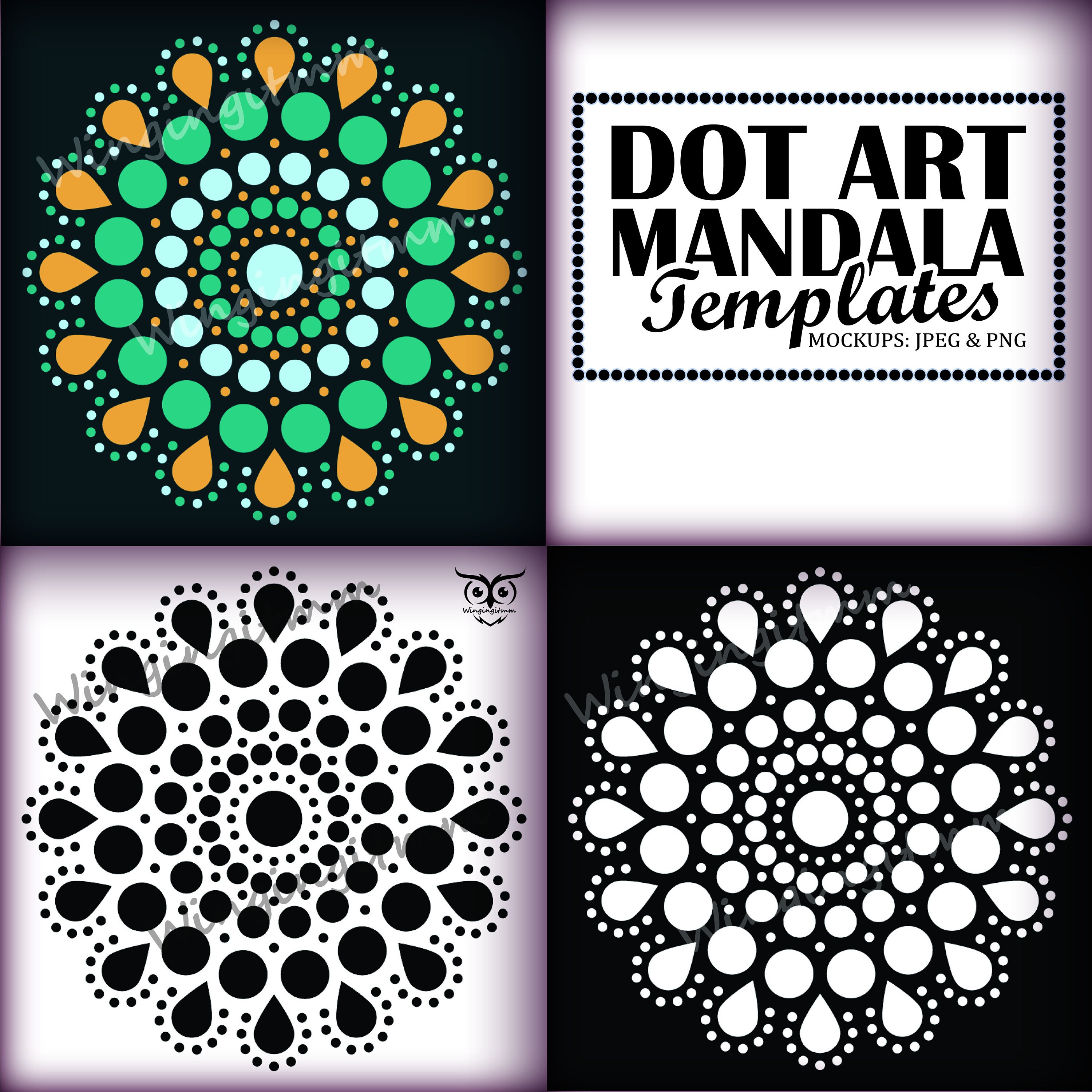 Dot Art Template, Paint Dot Stencil, Mandala Dot Template, Mandala Png