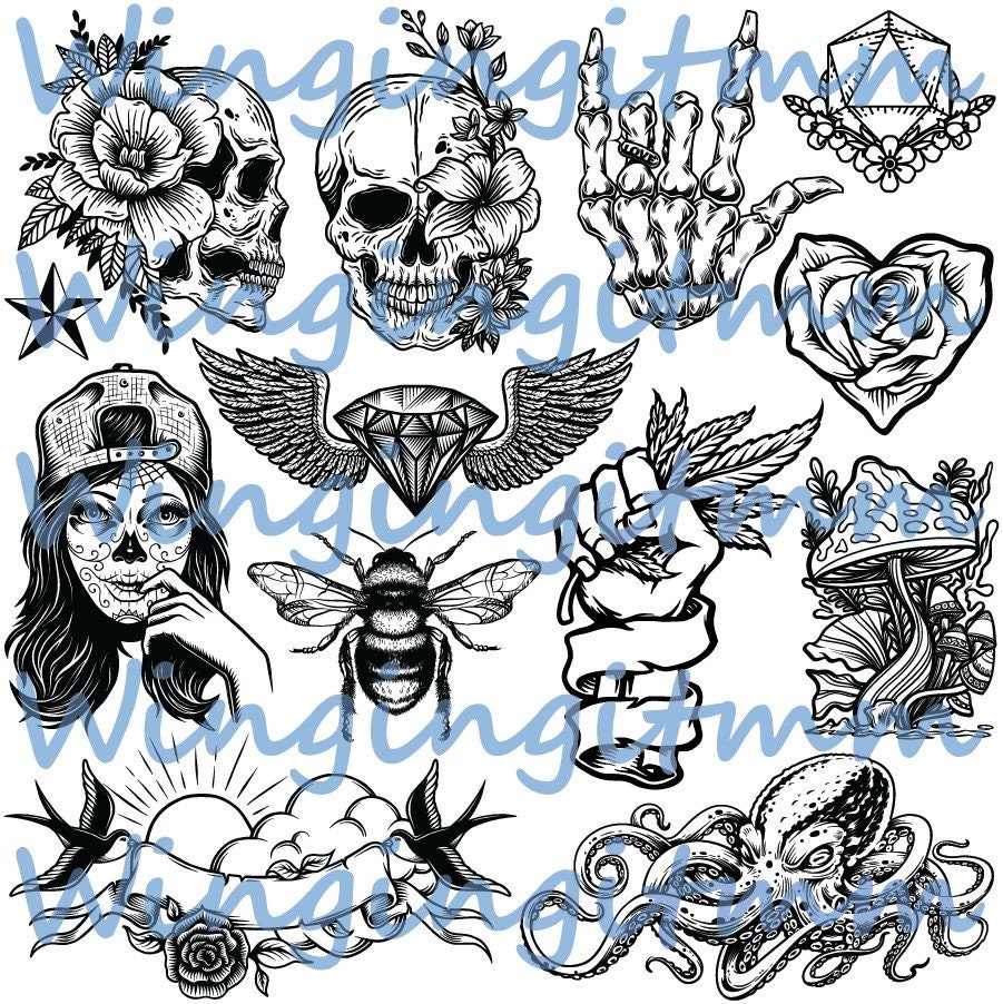 Tattoo Digital Download Tattoo Shop Tattoo Prints Stencils Etsy