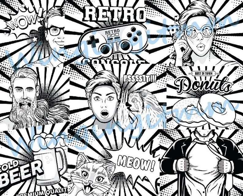 Pop Art Adult Coloring Pages