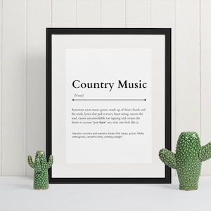 Country-Musik-Definitions-Druck-Geschenk Country-Musik-Druck Lyrik kundenspezifisches Geschenk personalisiertes Landgeschenk-Landgeschenk