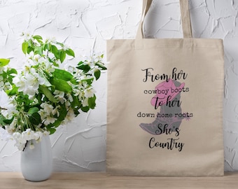 Country Music tote 'she's country' bolso de mano regalo de música country totes personalizados música country Nashville bolsa de mercancía regalo