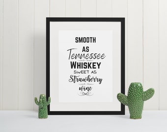 Tennessee Whiskey’ Country Music Gift country music print lyric sign lyric print customised gift personalised country gift country present