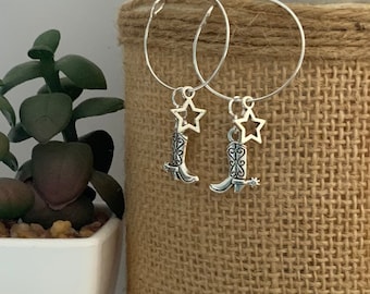 Country Music Earrings Country Music Gift Country Girl Boho Silver Plated Earrings