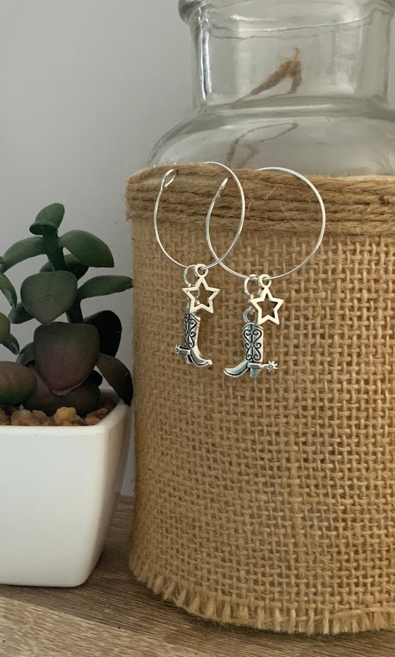 Country Music Earrings Country Music Gift Country Girl Boho Silver Plated Earrings