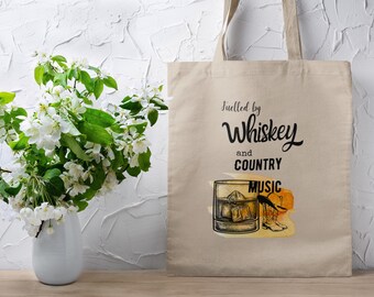 Música country y whisky bolso de mano country girl música country mercancía whisky regalo personalizado totes música country bolsa bebida regalo