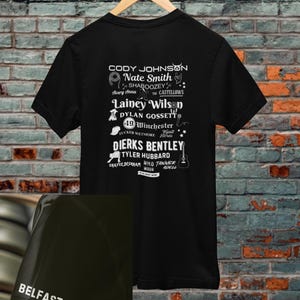 Camiseta de música country, show country, camiseta do festival C2C Belfast, produtos de manga, camiseta estampada de música country, presente de roupa