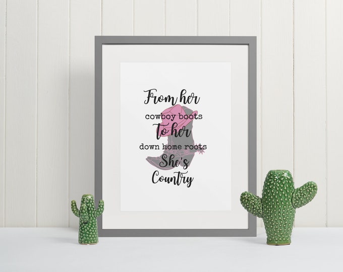 Country Music Gift country music print lyric sign lyric print customised gift personalised country gift country present