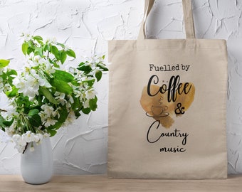 Música country y café bolso de mano country girl música country mercancía de regalo totes personalizados música country Nashville