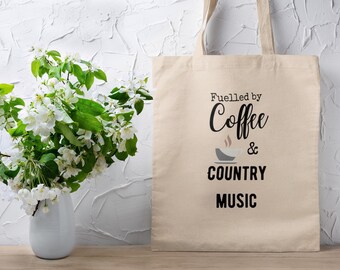 Country music and Coffee tote bag country girl country music gift customised totes country music bag Nashville