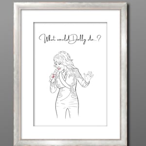 Country Music Portrait Line Art Country Merchandise Country Music Gift customised Dolly artist illustration country gift present