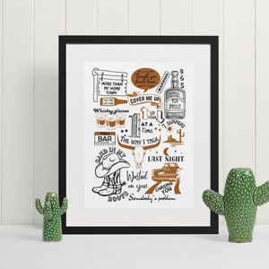 Country Music Gift country music print Morgan Wallen song lyric sign lyric print customised gift personalised country gift country present