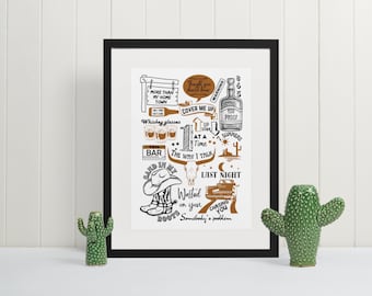 Country Music Gift country music print Morgan Wallen song lyric sign lyric print customised gift personalised country gift country present