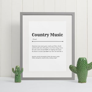 Definición de música country Impresión de regalo Letra de música country Regalo personalizado Regalo country personalizado Presente country