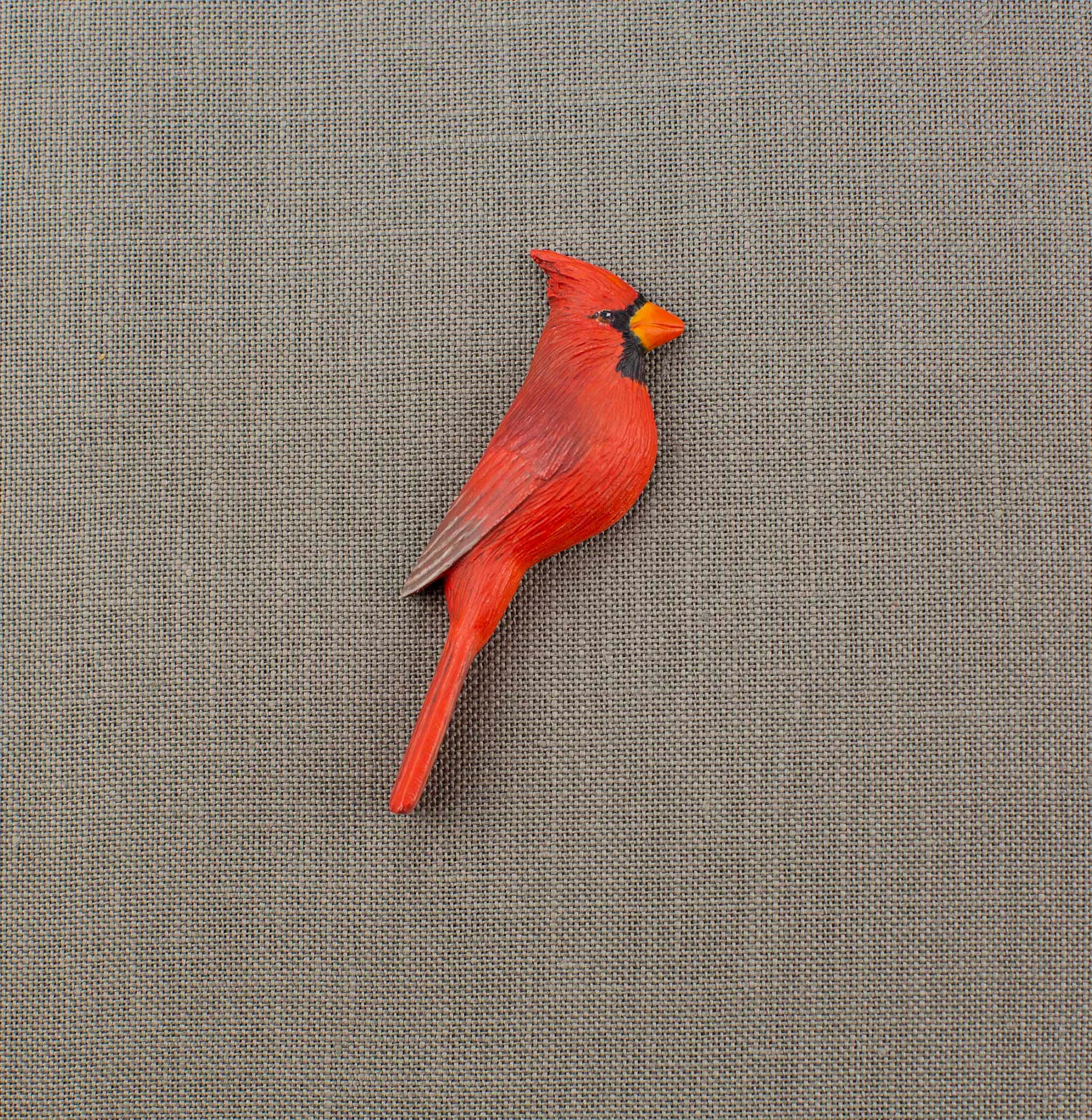 Hand Carved Cardinal Needle Minder, Hand Painted Bird